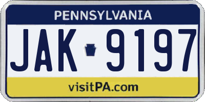 PA license plate JAK9197