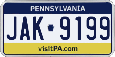 PA license plate JAK9199