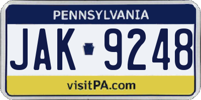 PA license plate JAK9248