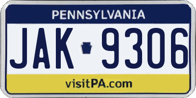 PA license plate JAK9306