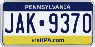 PA license plate JAK9370