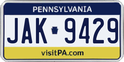 PA license plate JAK9429