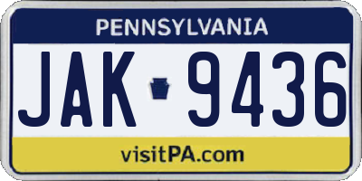 PA license plate JAK9436