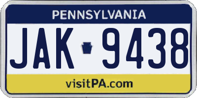 PA license plate JAK9438