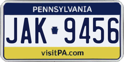 PA license plate JAK9456