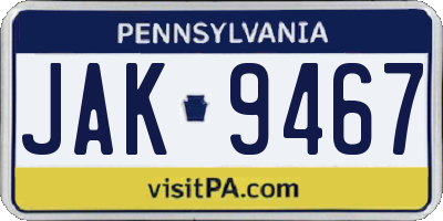 PA license plate JAK9467