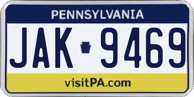 PA license plate JAK9469