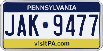 PA license plate JAK9477
