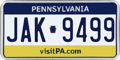 PA license plate JAK9499