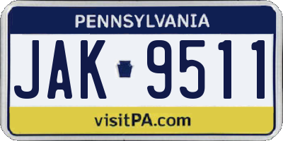 PA license plate JAK9511