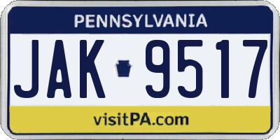 PA license plate JAK9517