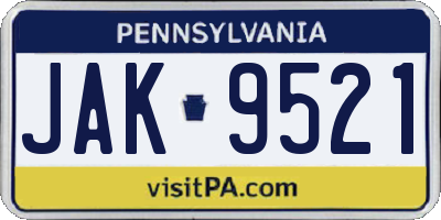 PA license plate JAK9521