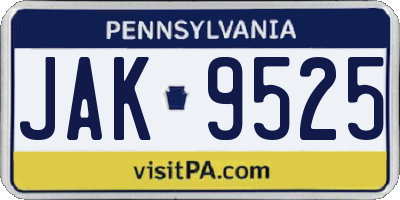 PA license plate JAK9525