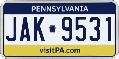 PA license plate JAK9531