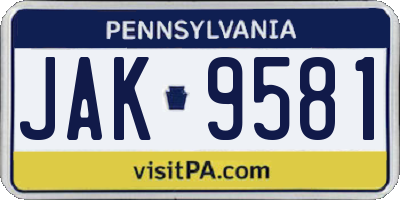 PA license plate JAK9581