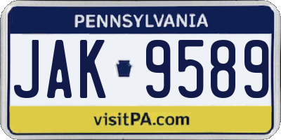 PA license plate JAK9589
