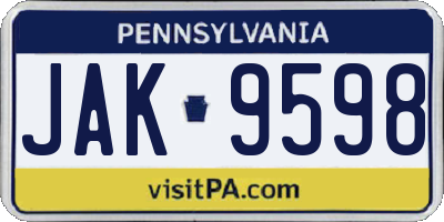 PA license plate JAK9598