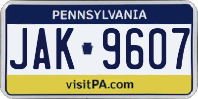 PA license plate JAK9607