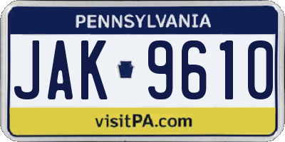 PA license plate JAK9610