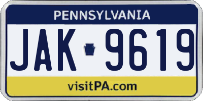 PA license plate JAK9619