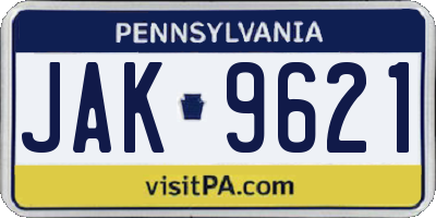 PA license plate JAK9621