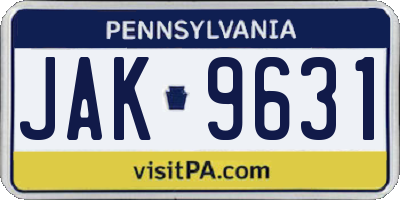 PA license plate JAK9631