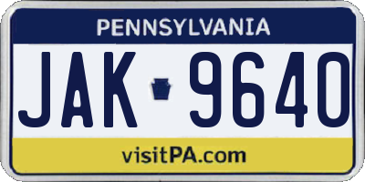 PA license plate JAK9640