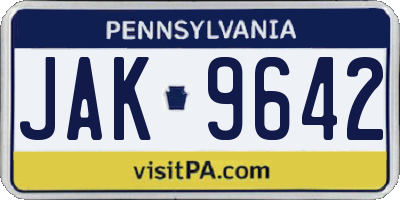 PA license plate JAK9642