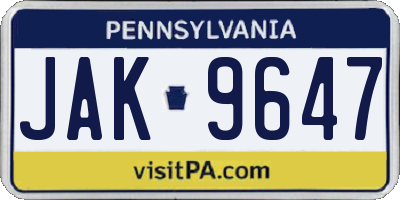 PA license plate JAK9647