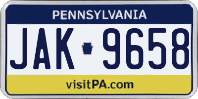 PA license plate JAK9658