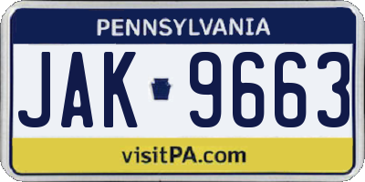 PA license plate JAK9663