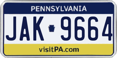 PA license plate JAK9664