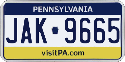 PA license plate JAK9665