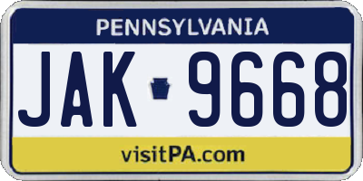 PA license plate JAK9668