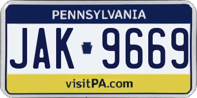 PA license plate JAK9669