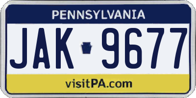 PA license plate JAK9677