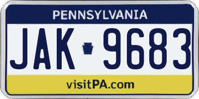 PA license plate JAK9683