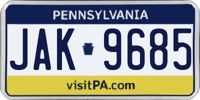 PA license plate JAK9685