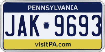 PA license plate JAK9693