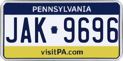 PA license plate JAK9696