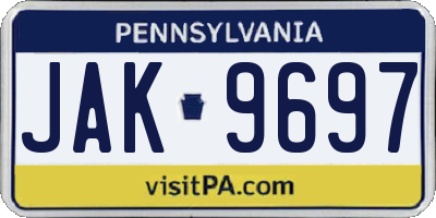 PA license plate JAK9697