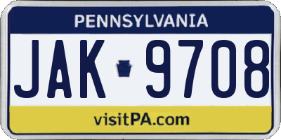 PA license plate JAK9708