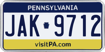PA license plate JAK9712