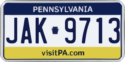 PA license plate JAK9713