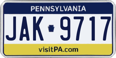 PA license plate JAK9717