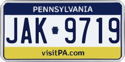 PA license plate JAK9719