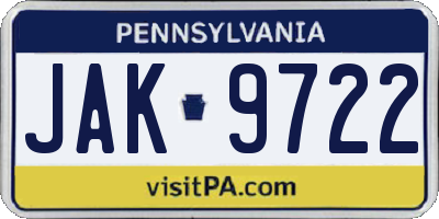 PA license plate JAK9722
