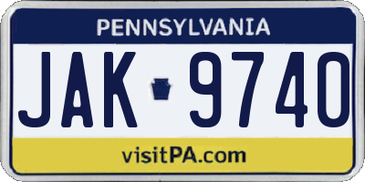 PA license plate JAK9740
