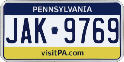 PA license plate JAK9769