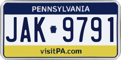 PA license plate JAK9791